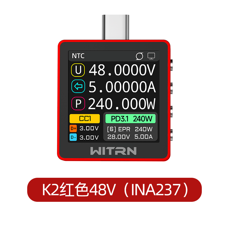 Usb Ammeter Tester - Nouvelle version rouge WITRN K2 INA237,